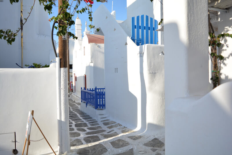 alley in Mykonos, having fun in Mykonos