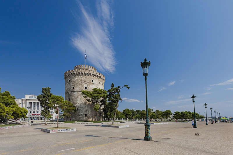 Thessaloniki's white tower, visiting Aigai in Vergina, Macedonia, Greece