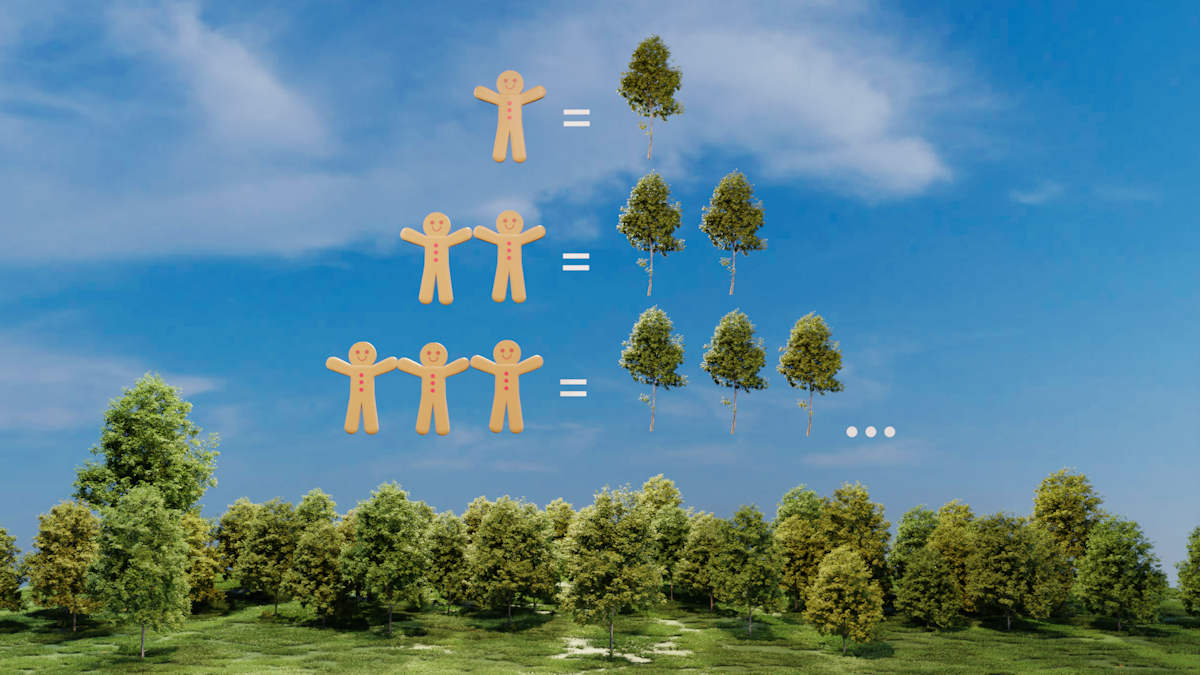 Breamen and reforestation concept. A tree for every guest, as a gift.